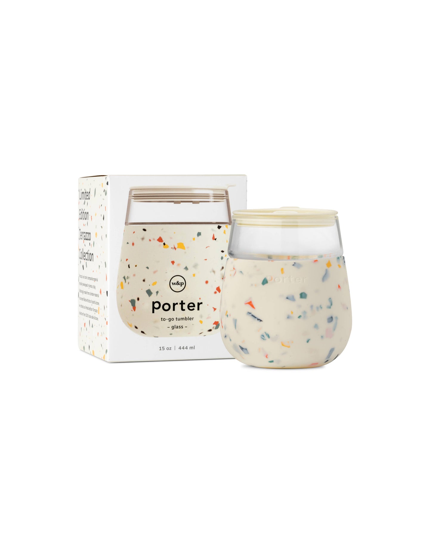 Porter Wine & Drink Glass Cup with Silicone Wrap - Terrazzo: Terrazzo Blush