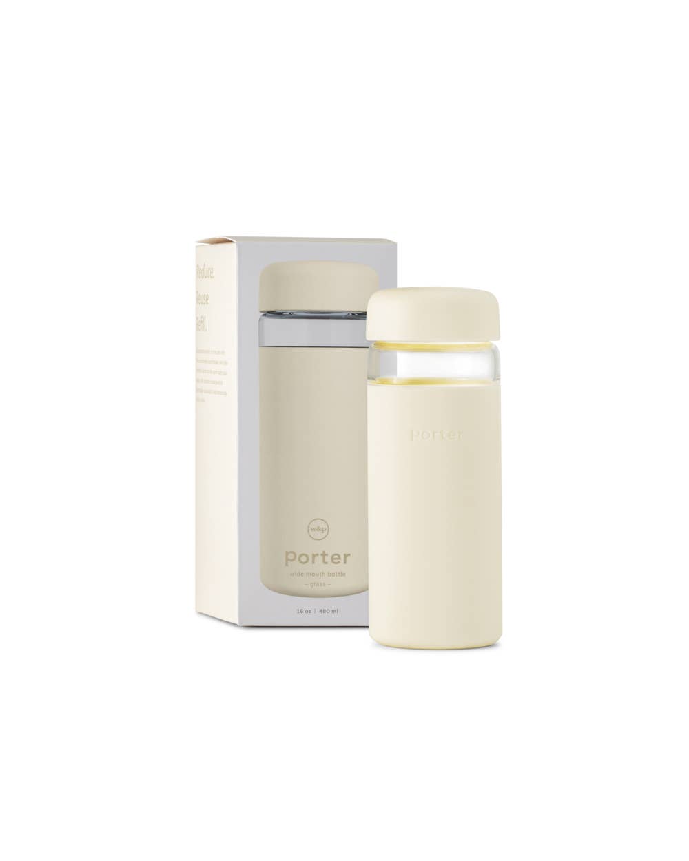 Porter Wide Mouth Reusable Glass Water Bottle: Blush