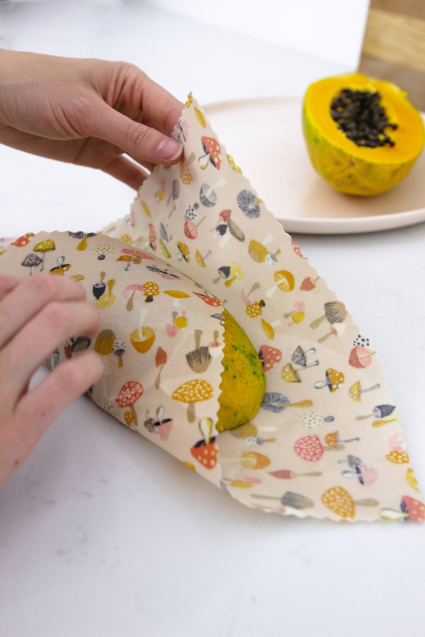 Reusable Beeswax Food Wraps: Mushrooms Single Medium: Minimal Band