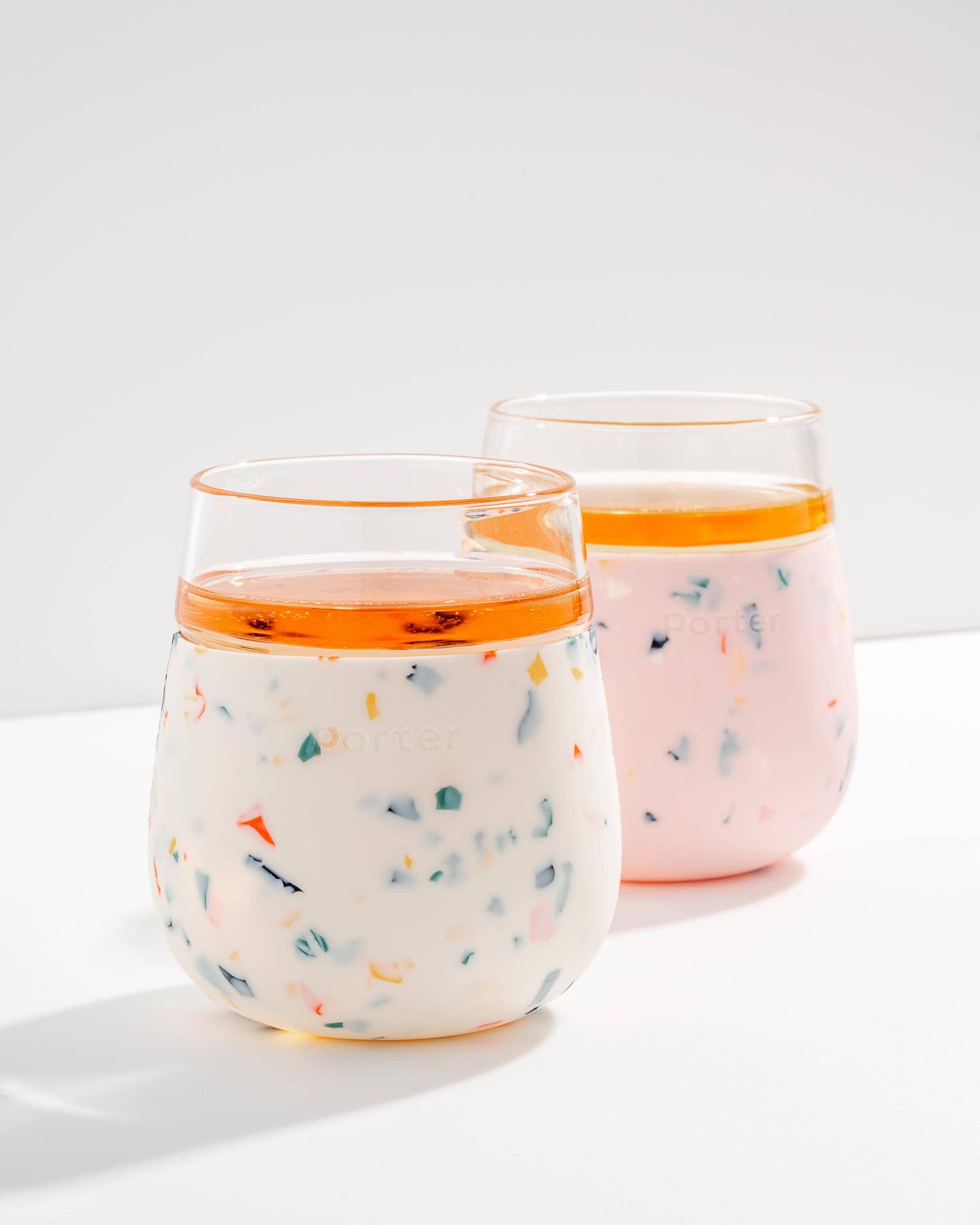 Porter Wine & Drink Glass Cup with Silicone Wrap - Terrazzo: Terrazzo Blush