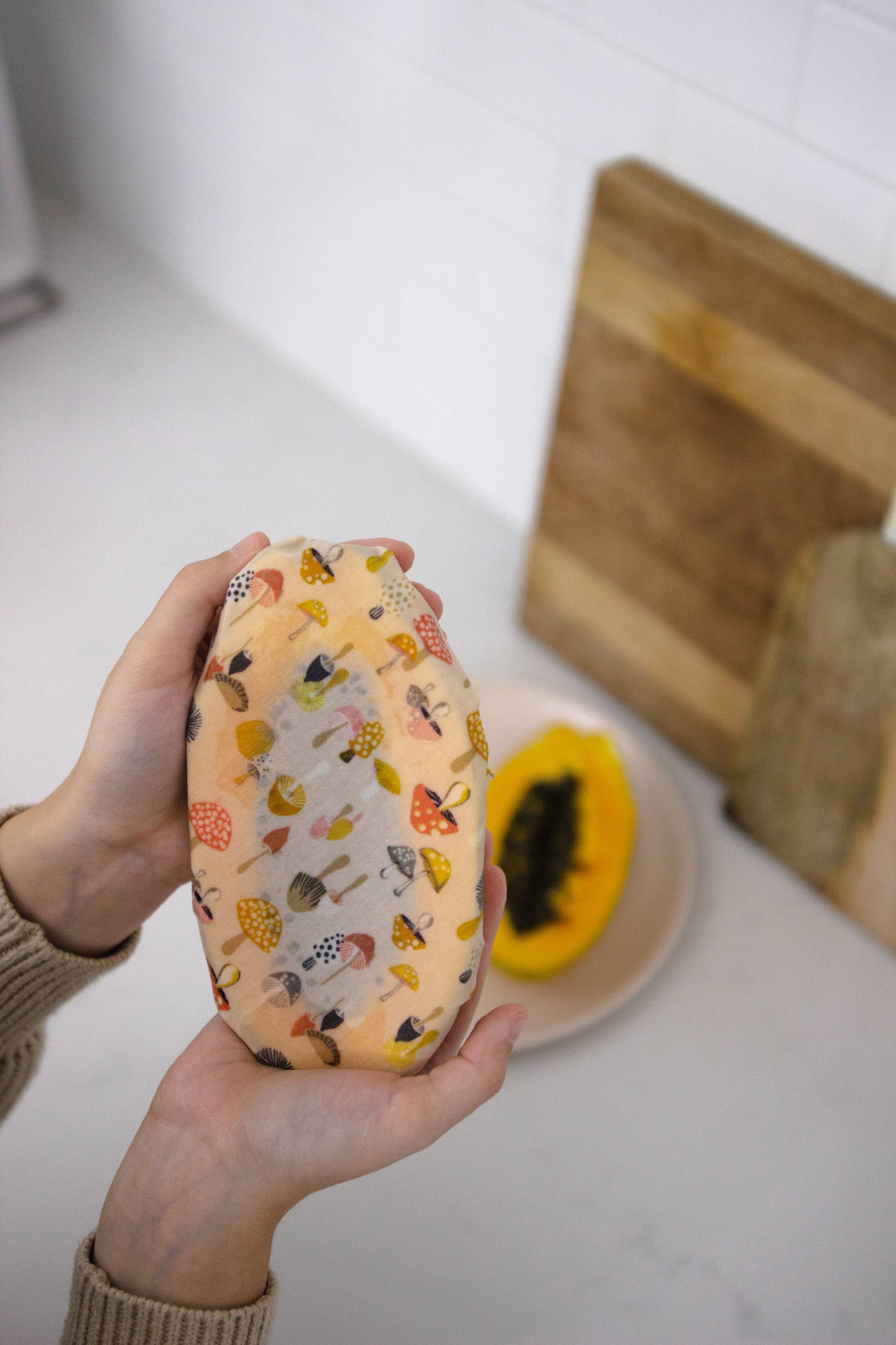 Reusable Beeswax Food Wraps: Mushrooms Single Medium: Minimal Band