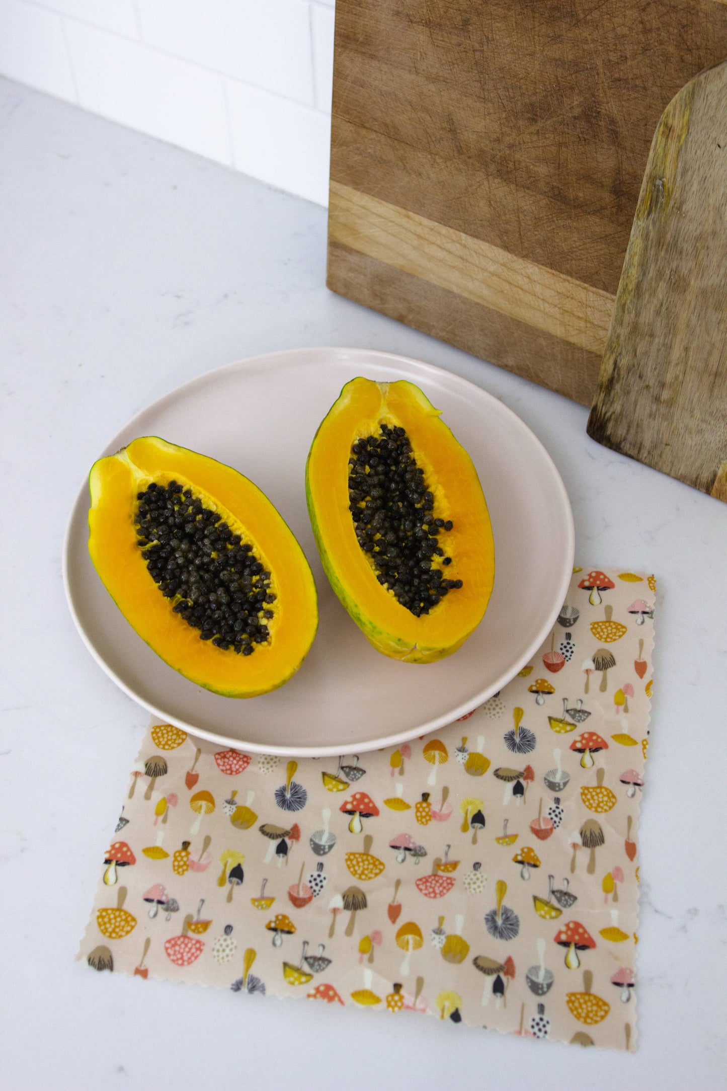 Reusable Beeswax Food Wraps: Mushrooms Single Medium: Minimal Band