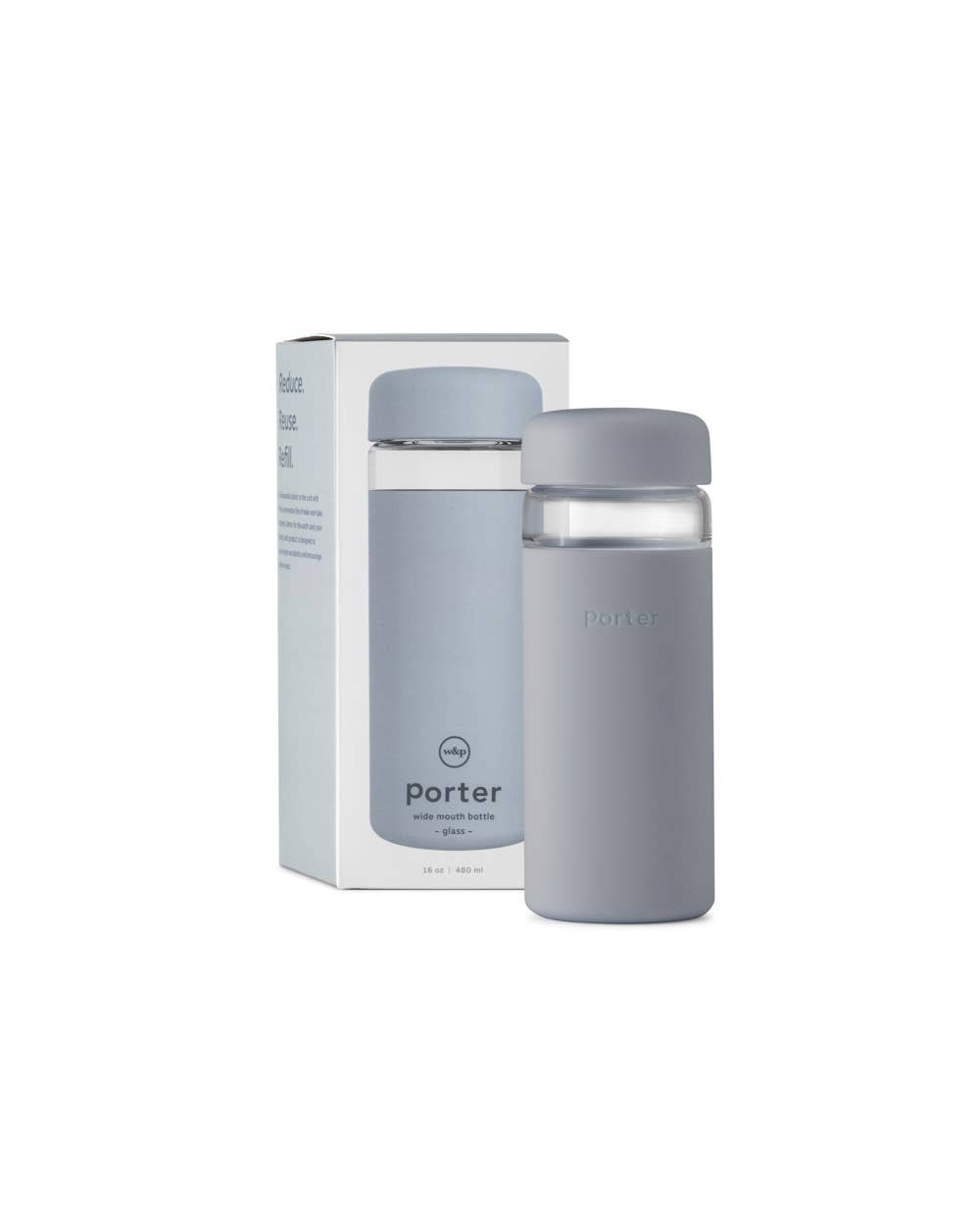 Porter Wide Mouth Reusable Glass Water Bottle: Blush