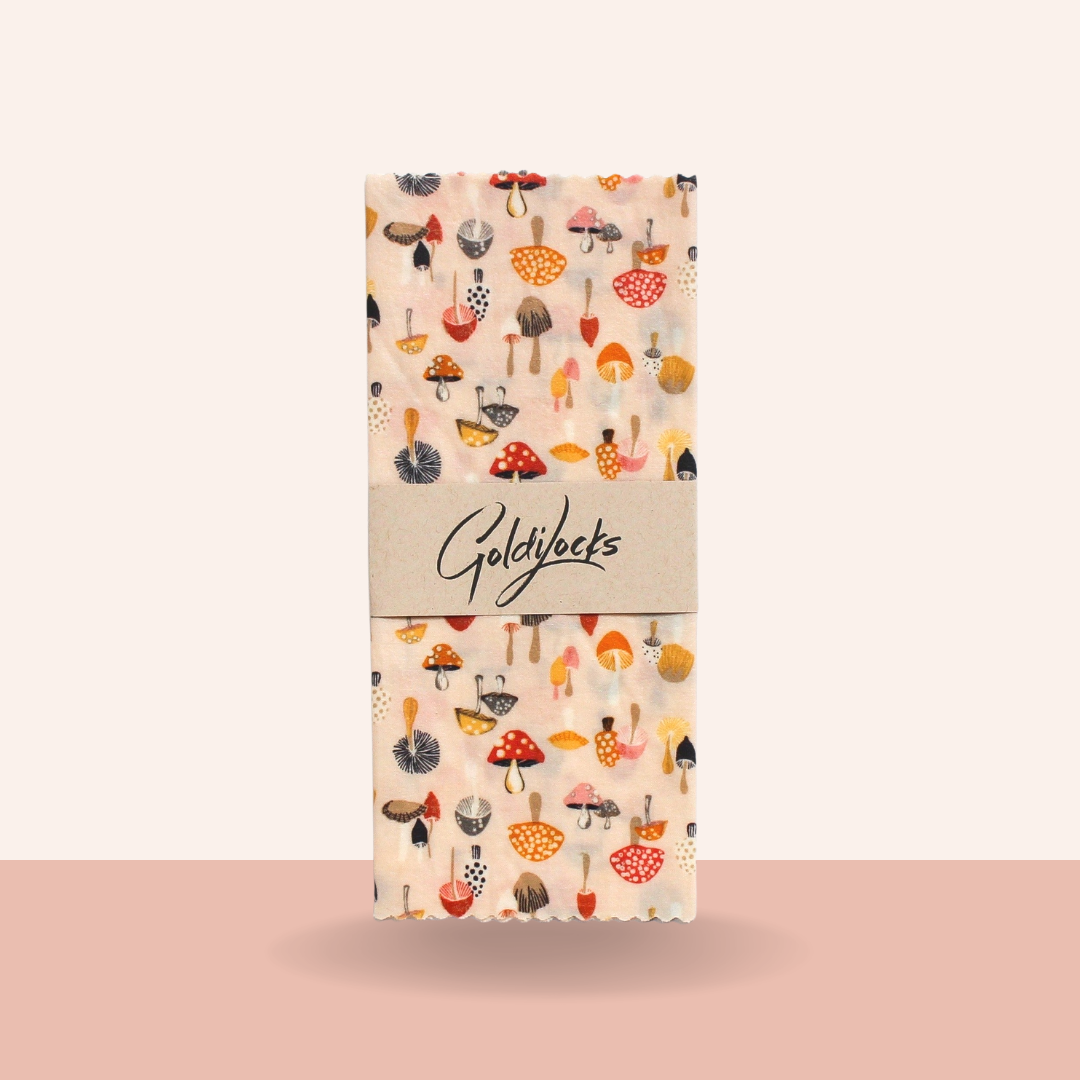 Reusable Beeswax Food Wraps: Mushrooms Single Medium: Minimal Band
