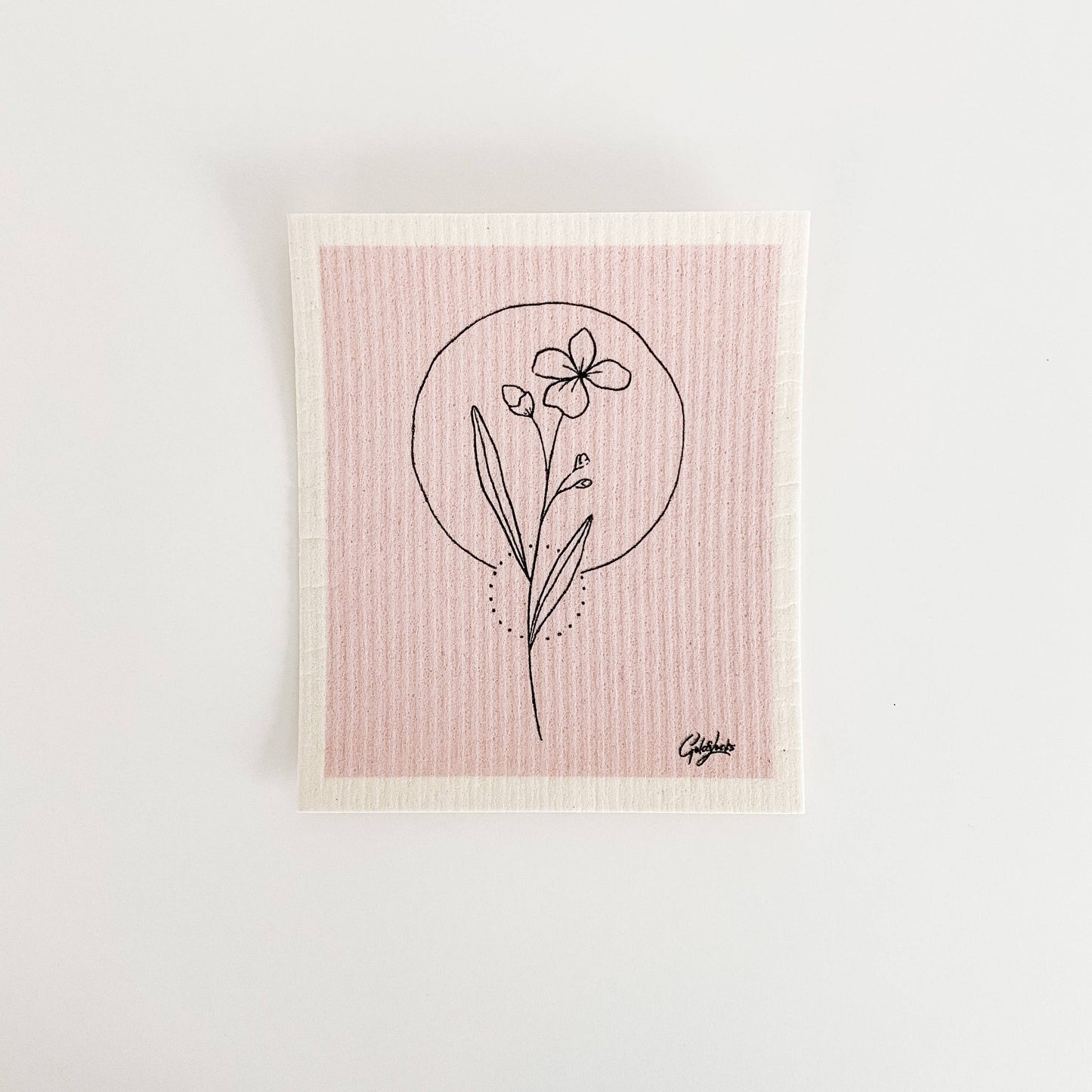 Swedish Dishcloth: Pink Wildflower