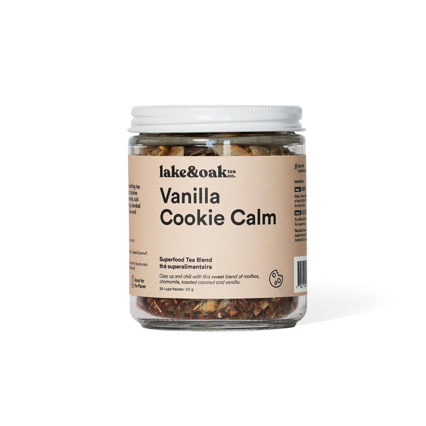 Vanilla Cookie Calm - Superfood Tea Blend: Retail Glass Jar