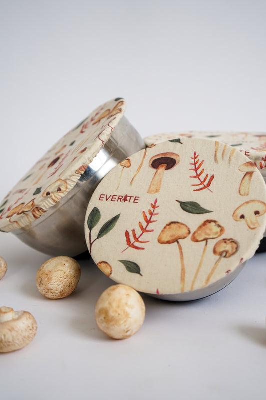 Reusable Bowl Cover, Set of 3 - Mushrooms