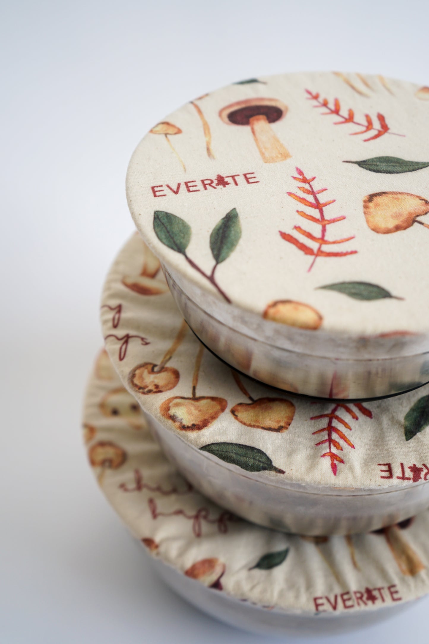 Reusable Bowl Cover, Set of 3 - Mushrooms